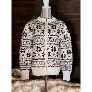 Vintage 60's handknit Cowichan style sweater. Thick and warm chunky knit